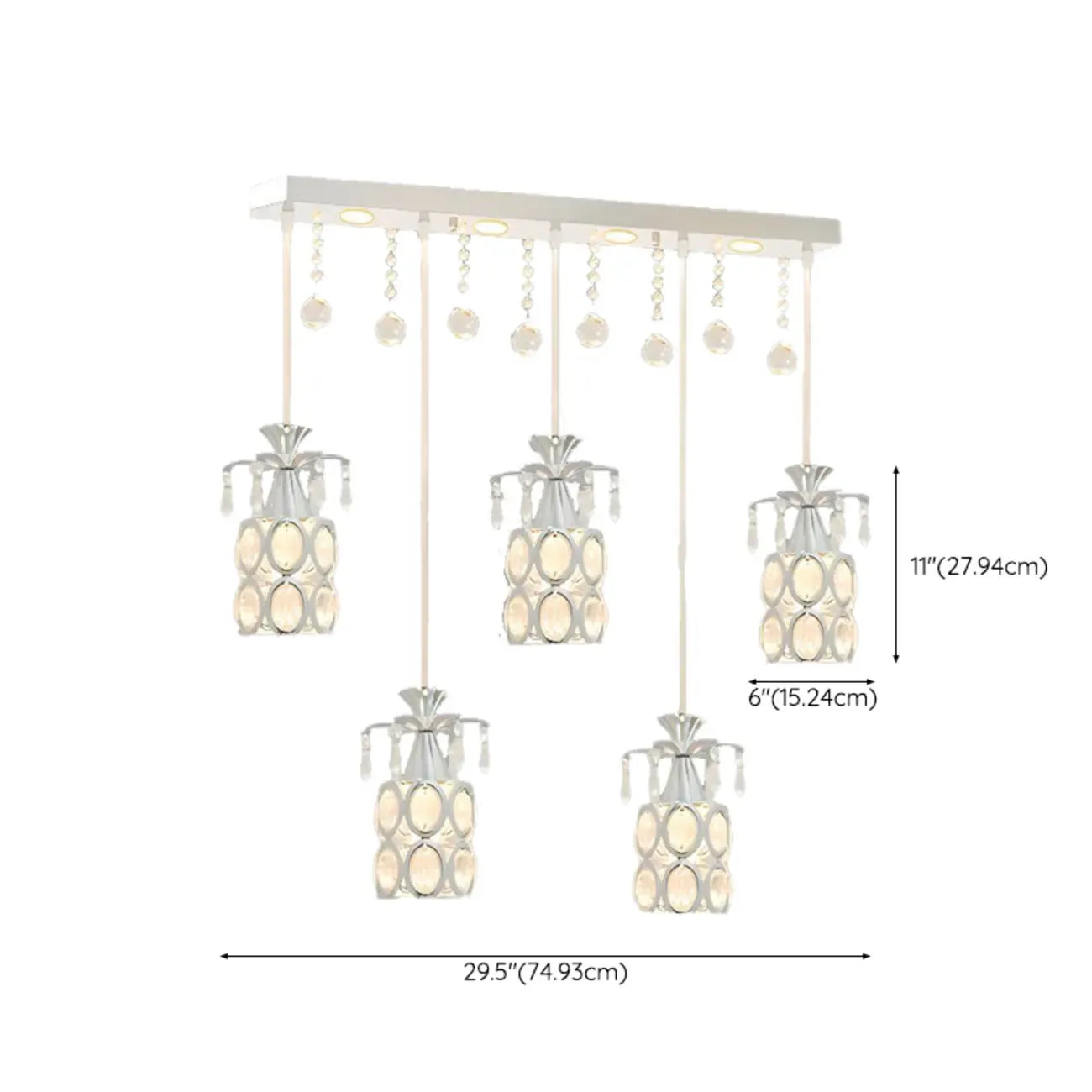 Suspension élégante cylindrique en cristal pour îlot de cuisine avec projecteur