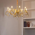 Lustre candélabre en cristal doré français