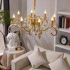 Lustre candélabre en cristal doré français