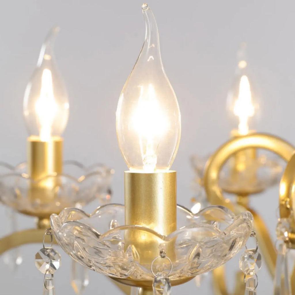 Lustre candélabre en cristal doré français