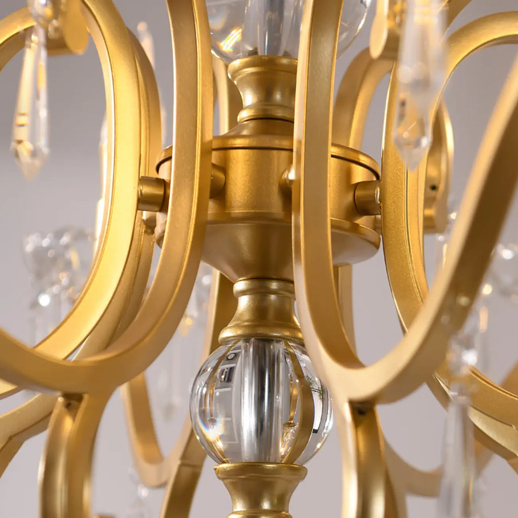 Lustre candélabre en cristal doré français