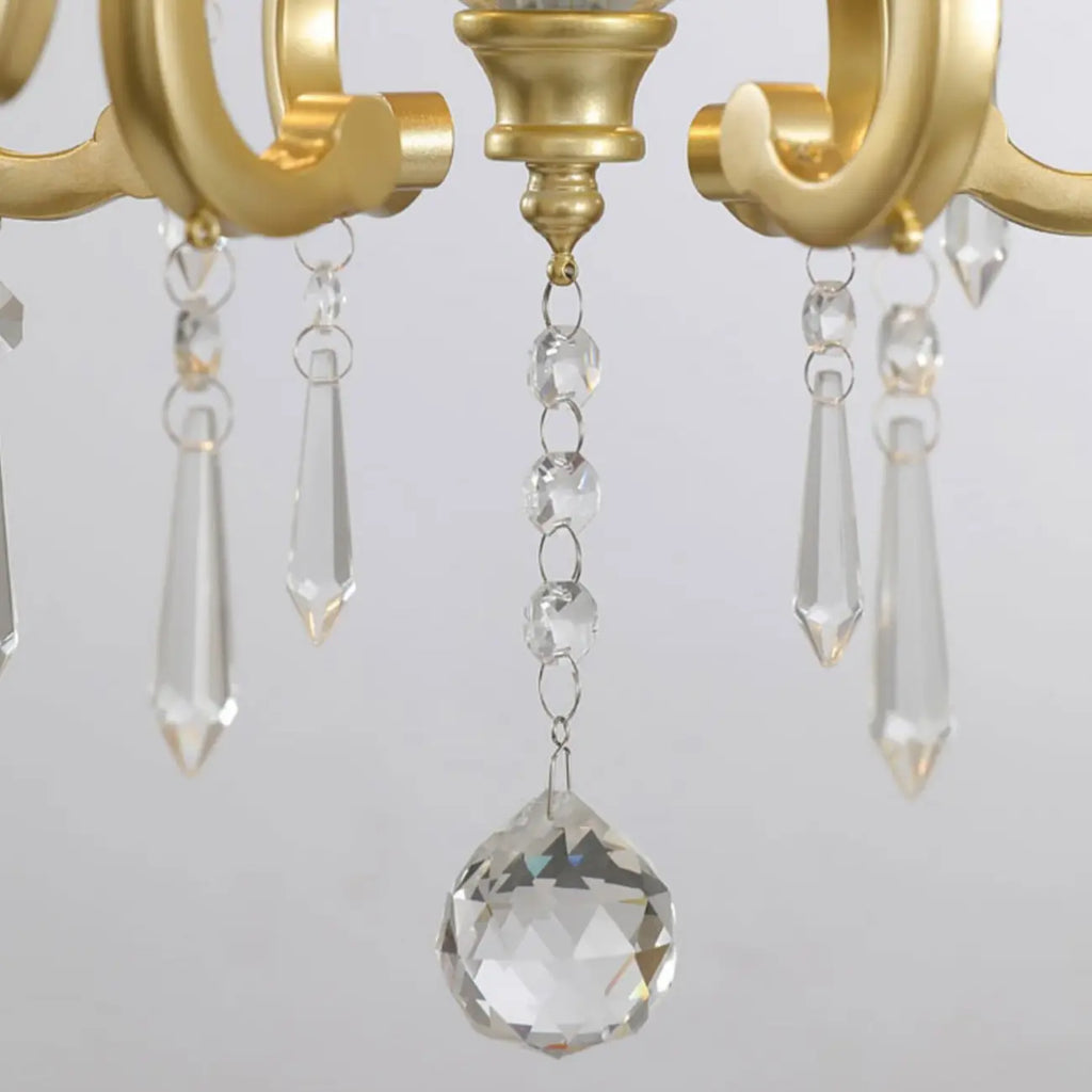 Lustre candélabre en cristal doré français