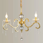 Lustre candélabre en cristal doré français