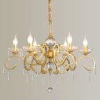 Lustre candélabre en cristal doré français