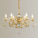 Lustre candélabre en cristal doré français