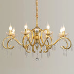 Lustre candélabre en cristal doré français
