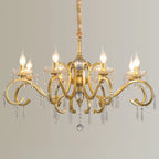 Lustre candélabre en cristal doré français
