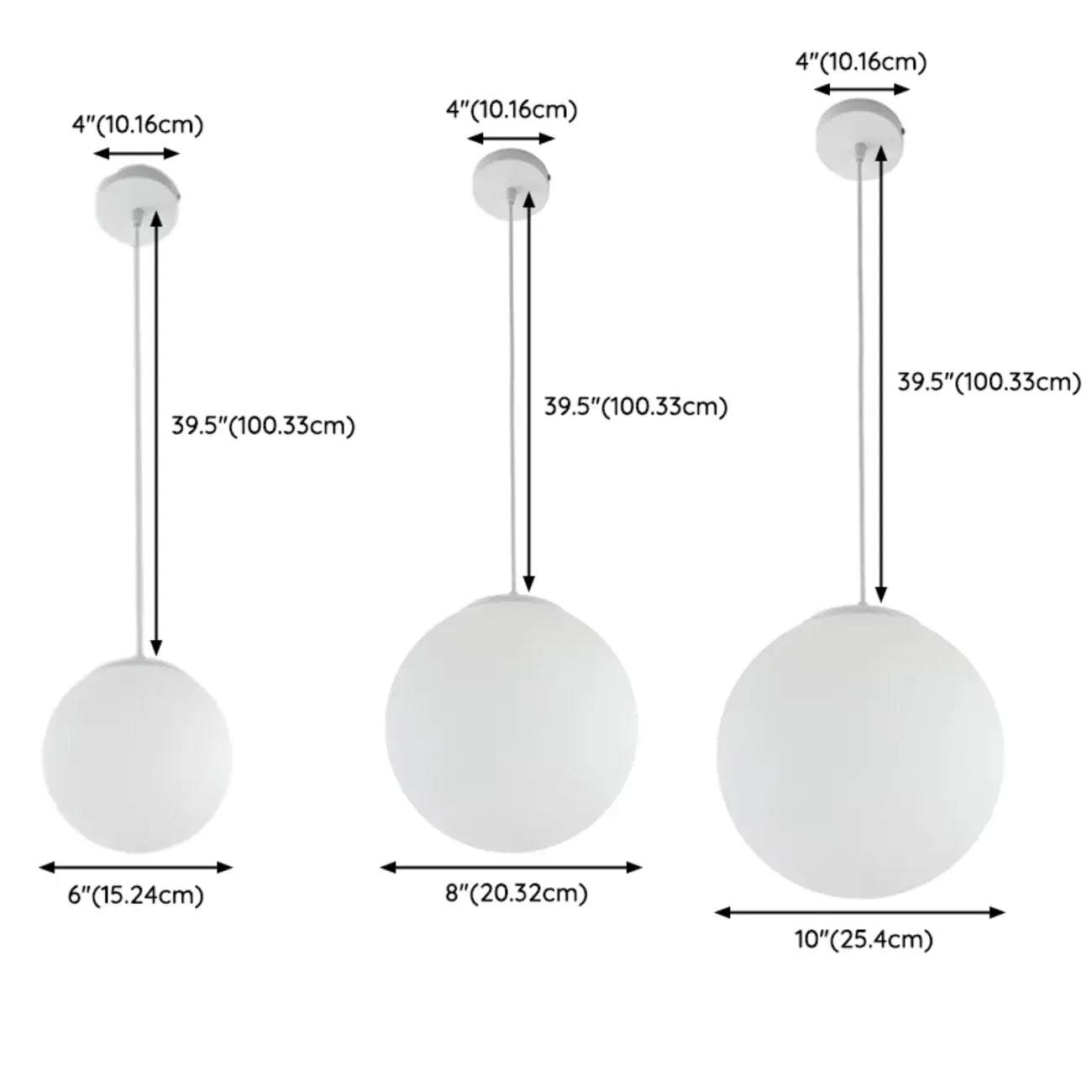 Suspension de cuisine minimaliste en verre blanc et métal argenté, globe