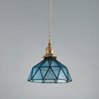 Suspension de cuisine moderne en verre bleu réglable en hauteur
