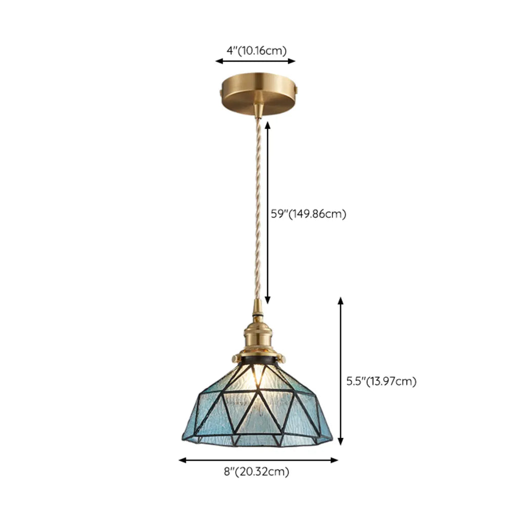 Suspension de cuisine moderne en verre bleu réglable en hauteur