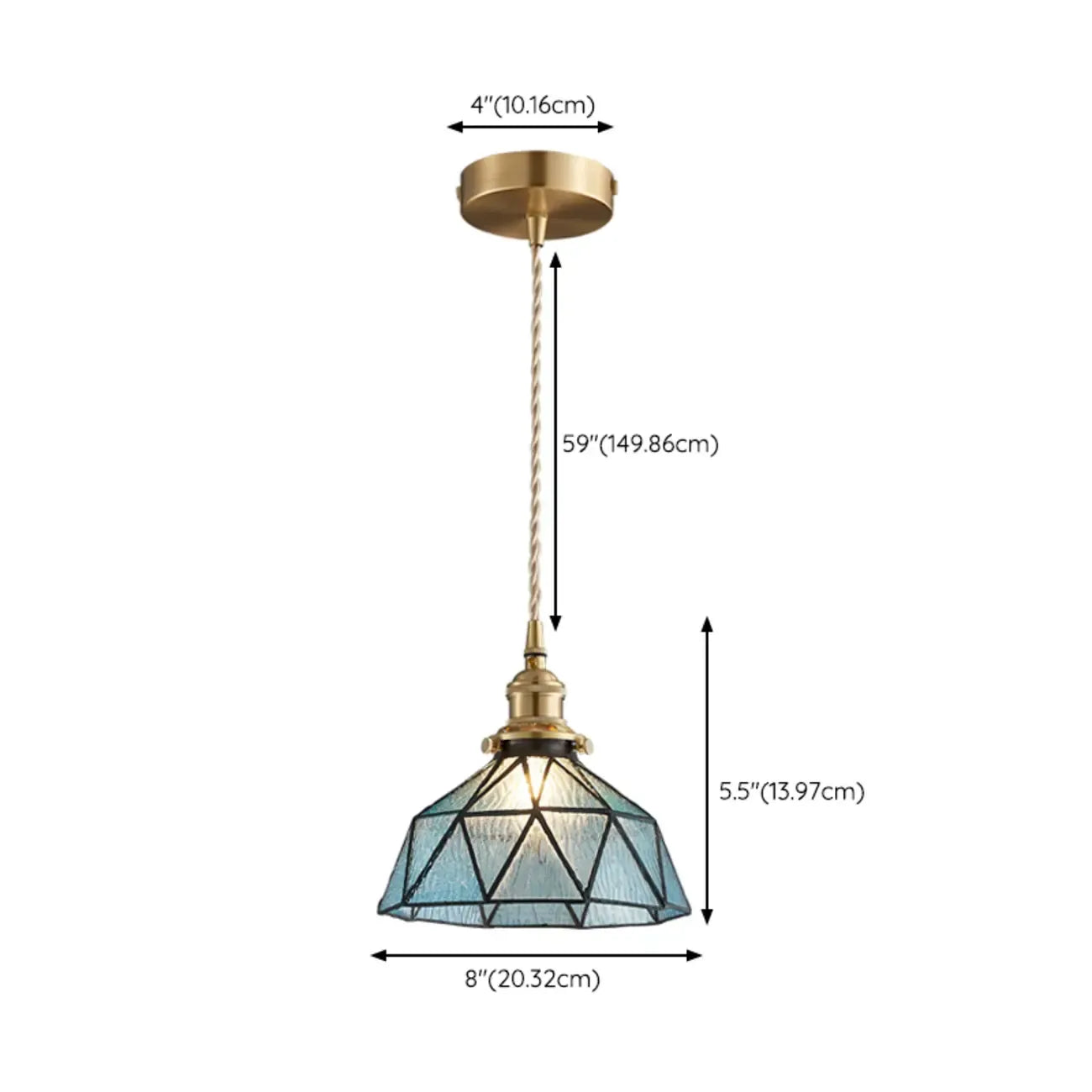 Suspension de cuisine moderne en verre bleu réglable en hauteur