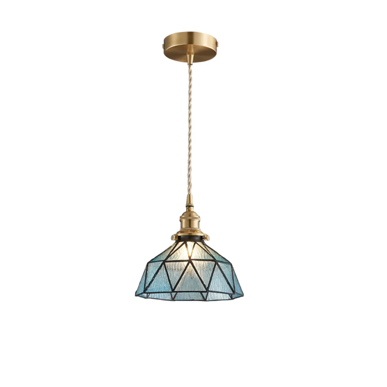 Suspension de cuisine moderne en verre bleu réglable en hauteur