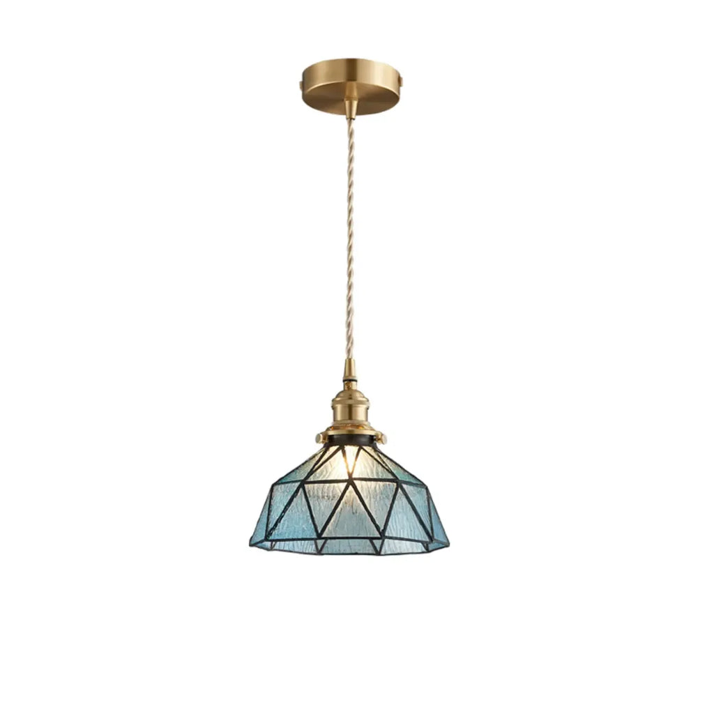 Suspension de cuisine moderne en verre bleu réglable en hauteur