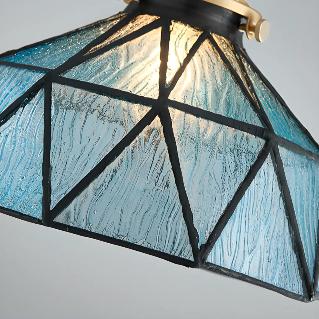 Suspension de cuisine moderne en verre bleu réglable en hauteur