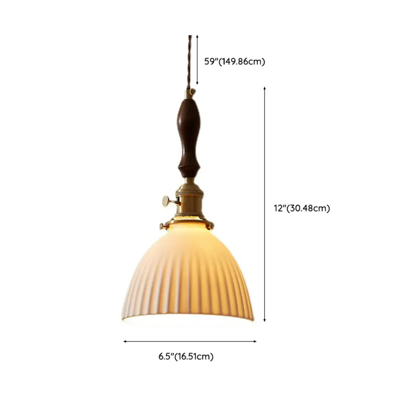 Suspension classique en laiton blanc et céramique avec dôme