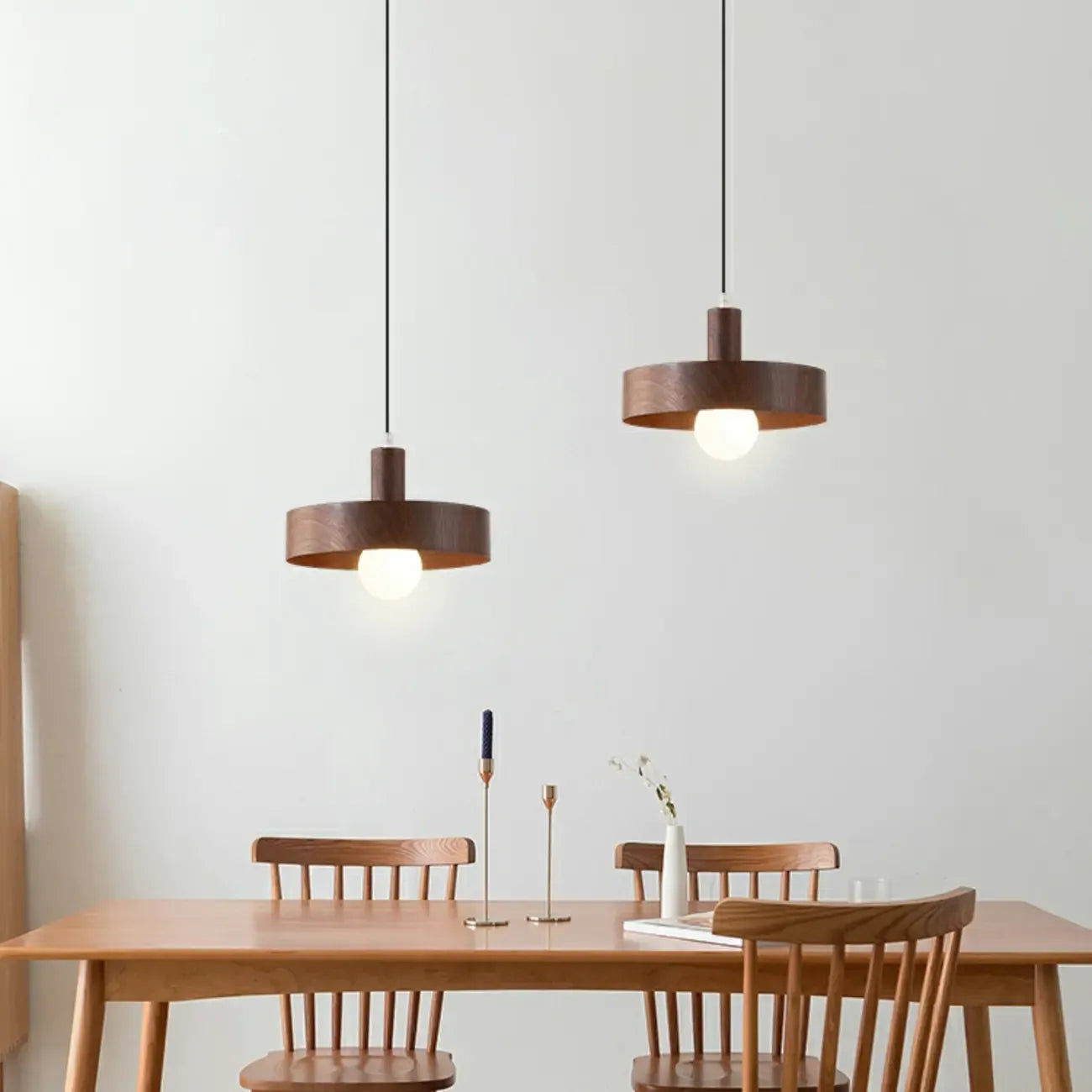 Suspension cylindrique en bois brun pour cuisine, réglable