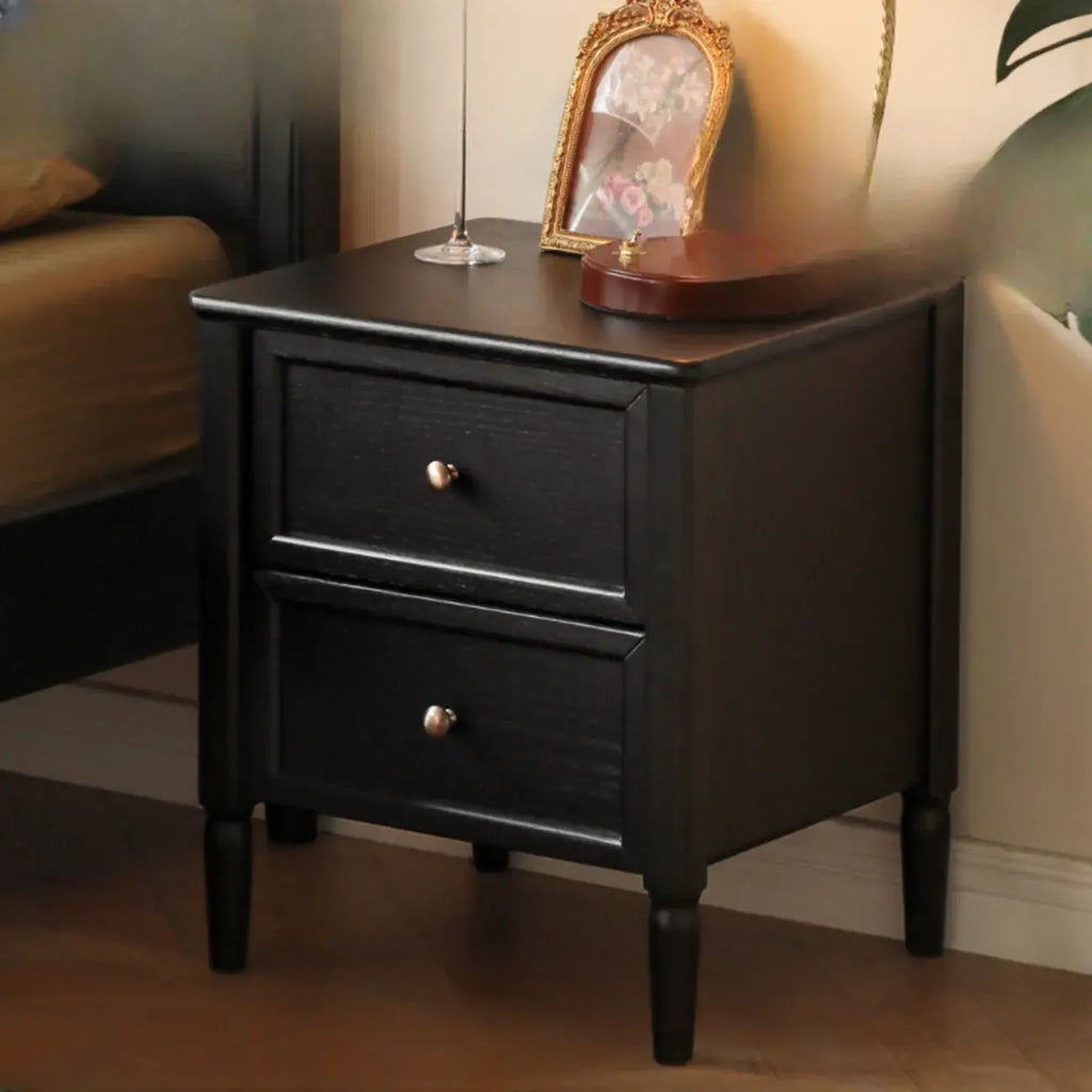 Table de chevet noire moderne avec 2 tiroirs de rangement