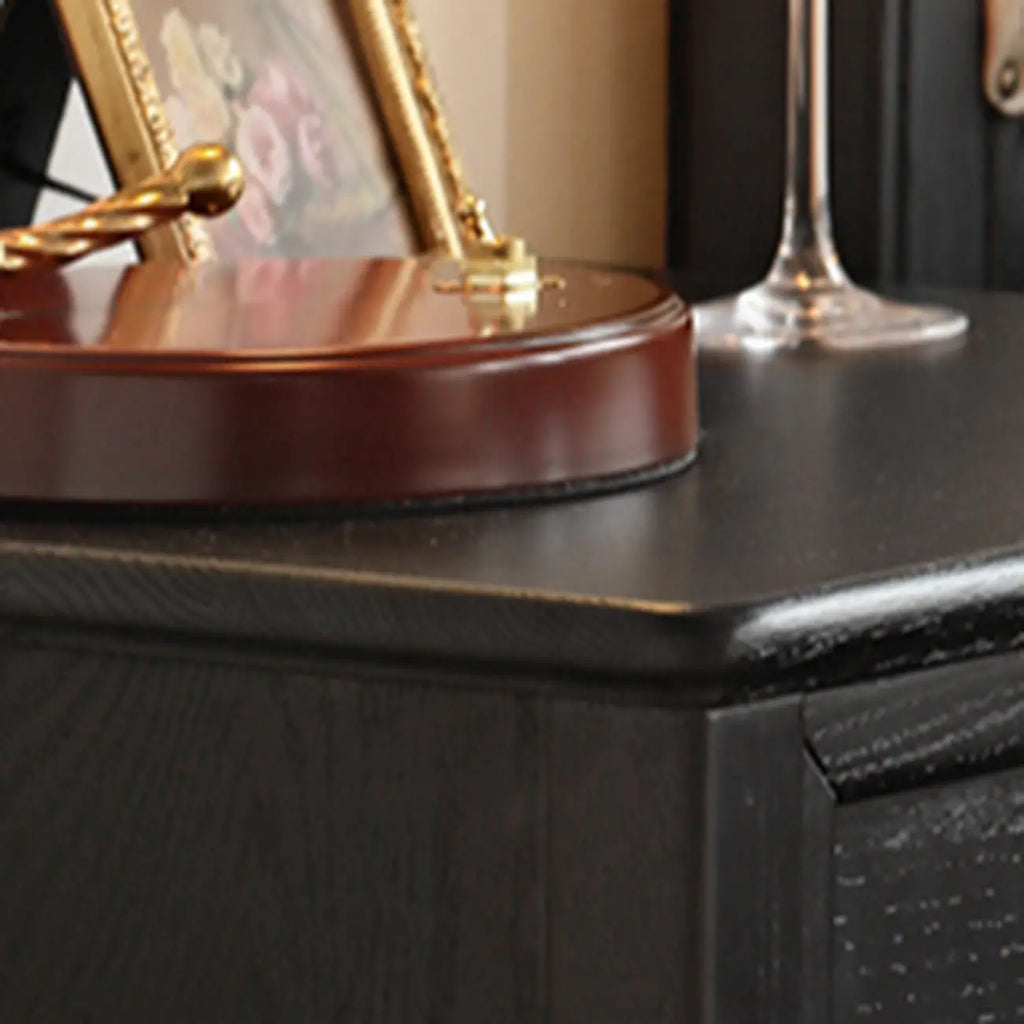 Table de chevet noire moderne avec 2 tiroirs de rangement