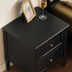 Table de chevet noire moderne avec 2 tiroirs de rangement