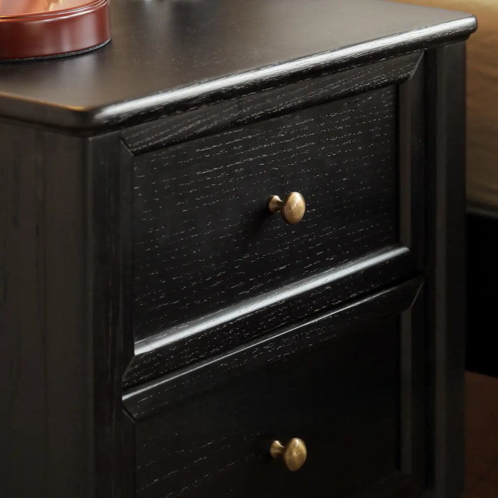 Table de chevet noire moderne avec 2 tiroirs de rangement