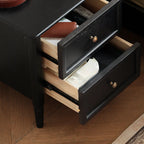 Table de chevet noire moderne avec 2 tiroirs de rangement