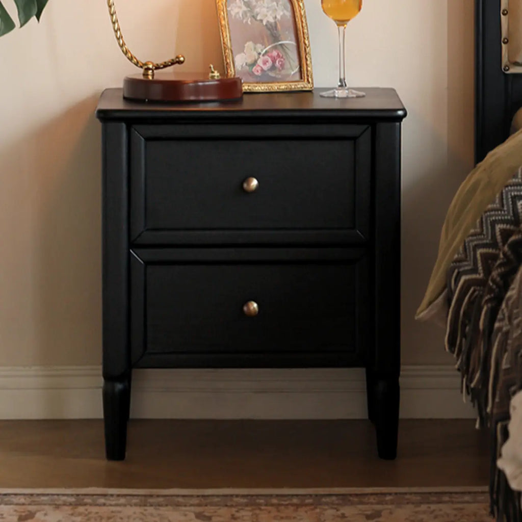 Table de chevet noire moderne avec 2 tiroirs de rangement