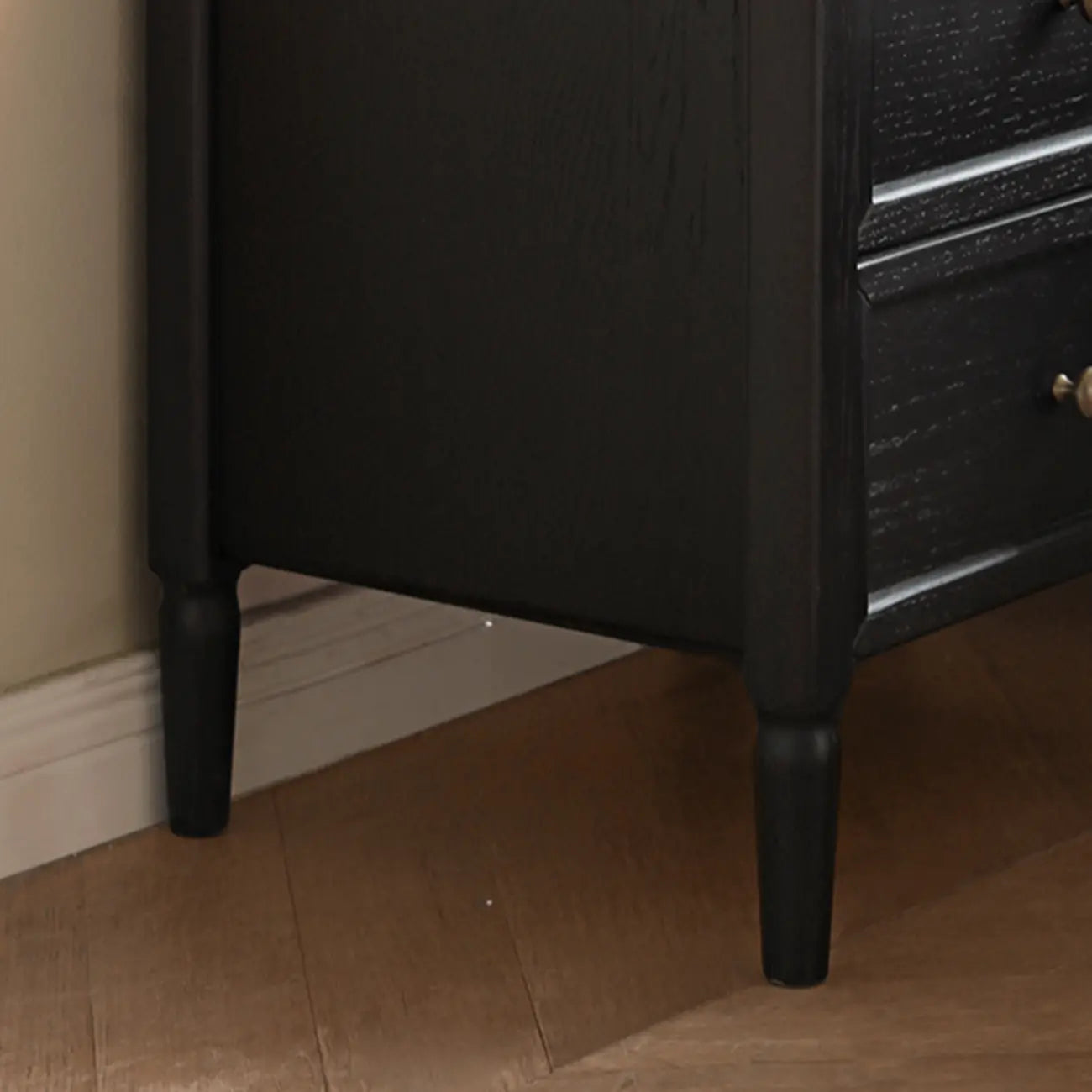 Table de chevet noire moderne avec 2 tiroirs de rangement