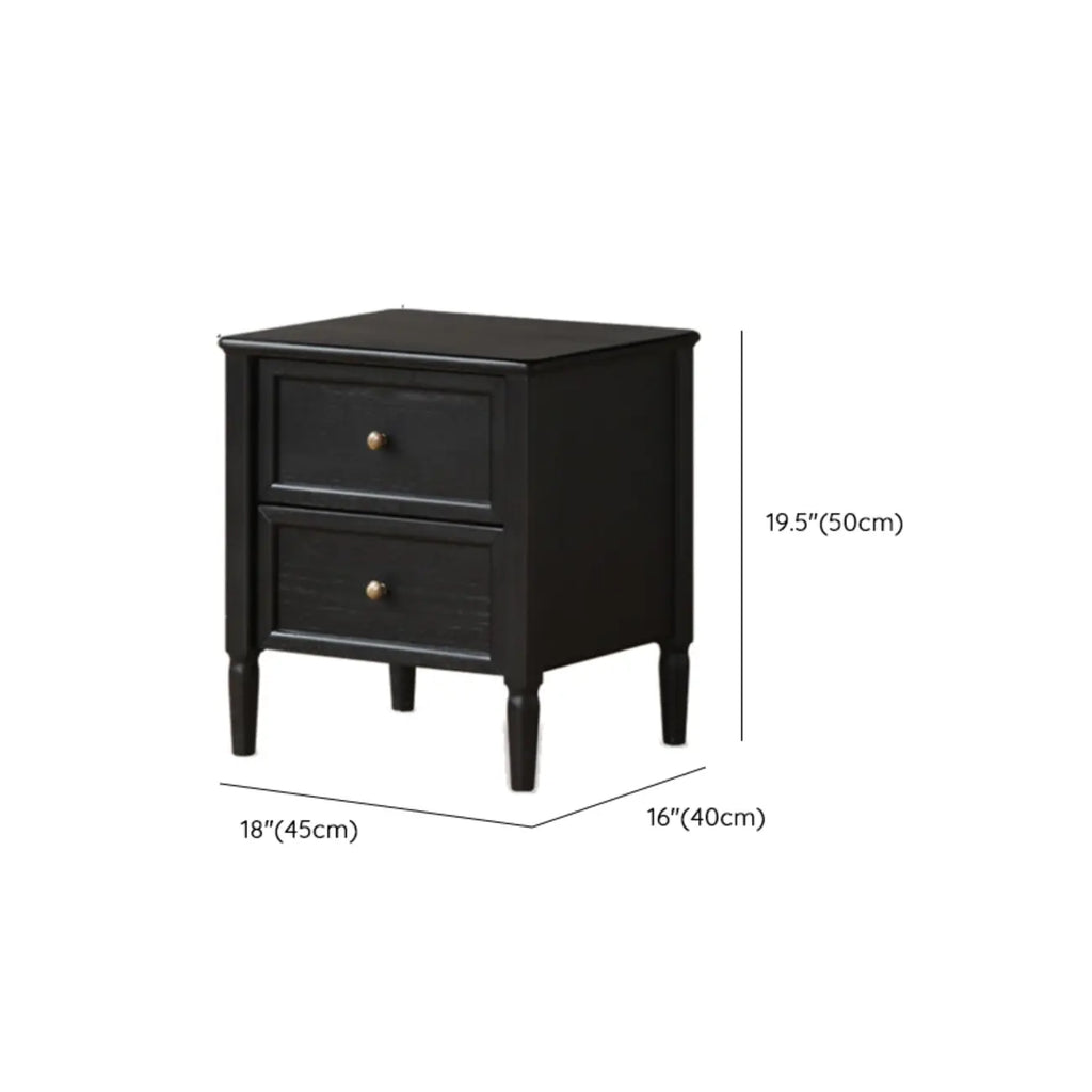 Table de chevet noire moderne avec 2 tiroirs de rangement