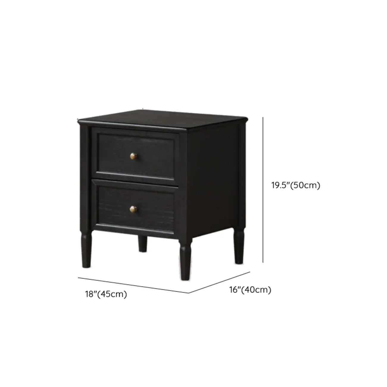 Table de chevet noire moderne avec 2 tiroirs de rangement
