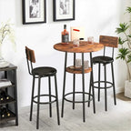 Table haute de bar ronde à 2 niveaux de style industriel pour petits espaces