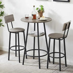 Table haute de bar ronde à 2 niveaux de style industriel pour petits espaces
