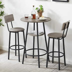Table haute de bar ronde à 2 niveaux de style industriel pour petits espaces