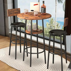 Table haute de bar ronde à 2 niveaux de style industriel pour petits espaces