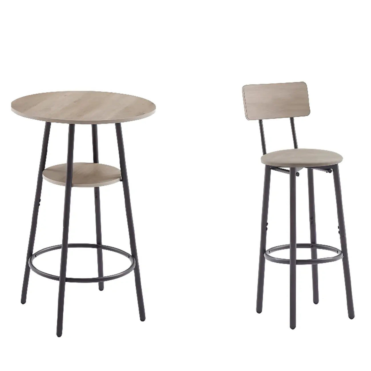 Table haute de bar ronde à 2 niveaux de style industriel pour petits espaces