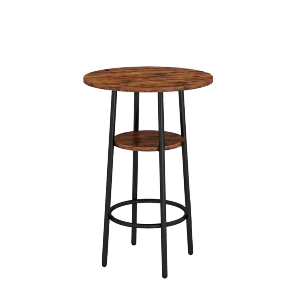 Table haute de bar ronde à 2 niveaux de style industriel pour petits espaces