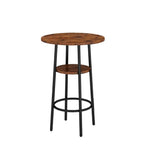 Table haute de bar ronde à 2 niveaux de style industriel pour petits espaces