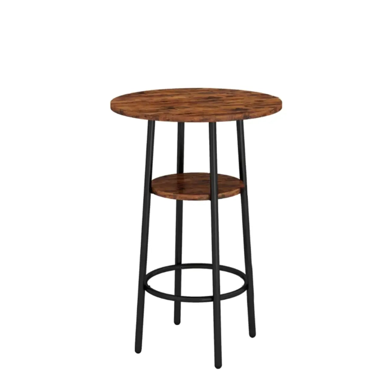 Table haute de bar ronde à 2 niveaux de style industriel pour petits espaces