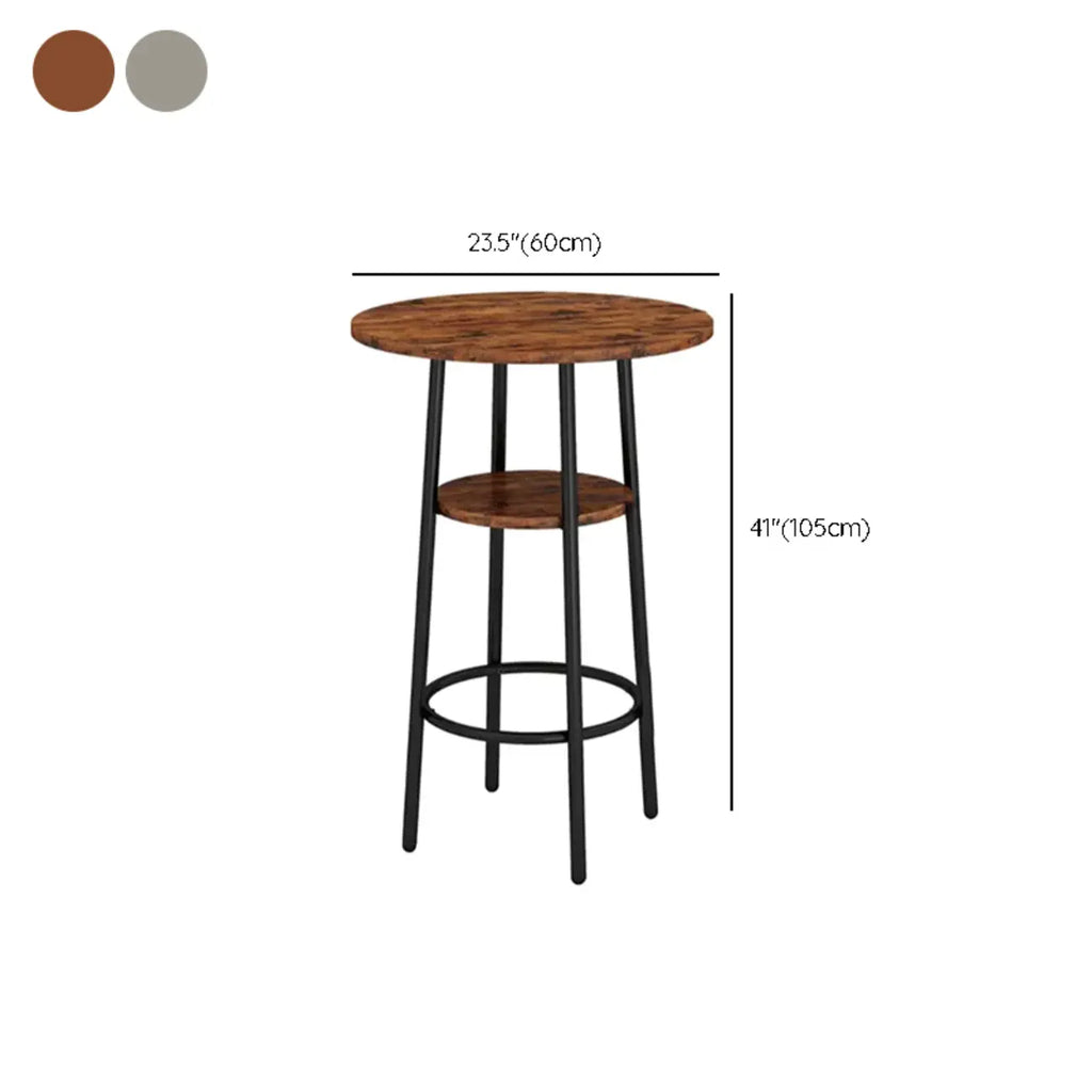Table haute de bar ronde à 2 niveaux de style industriel pour petits espaces