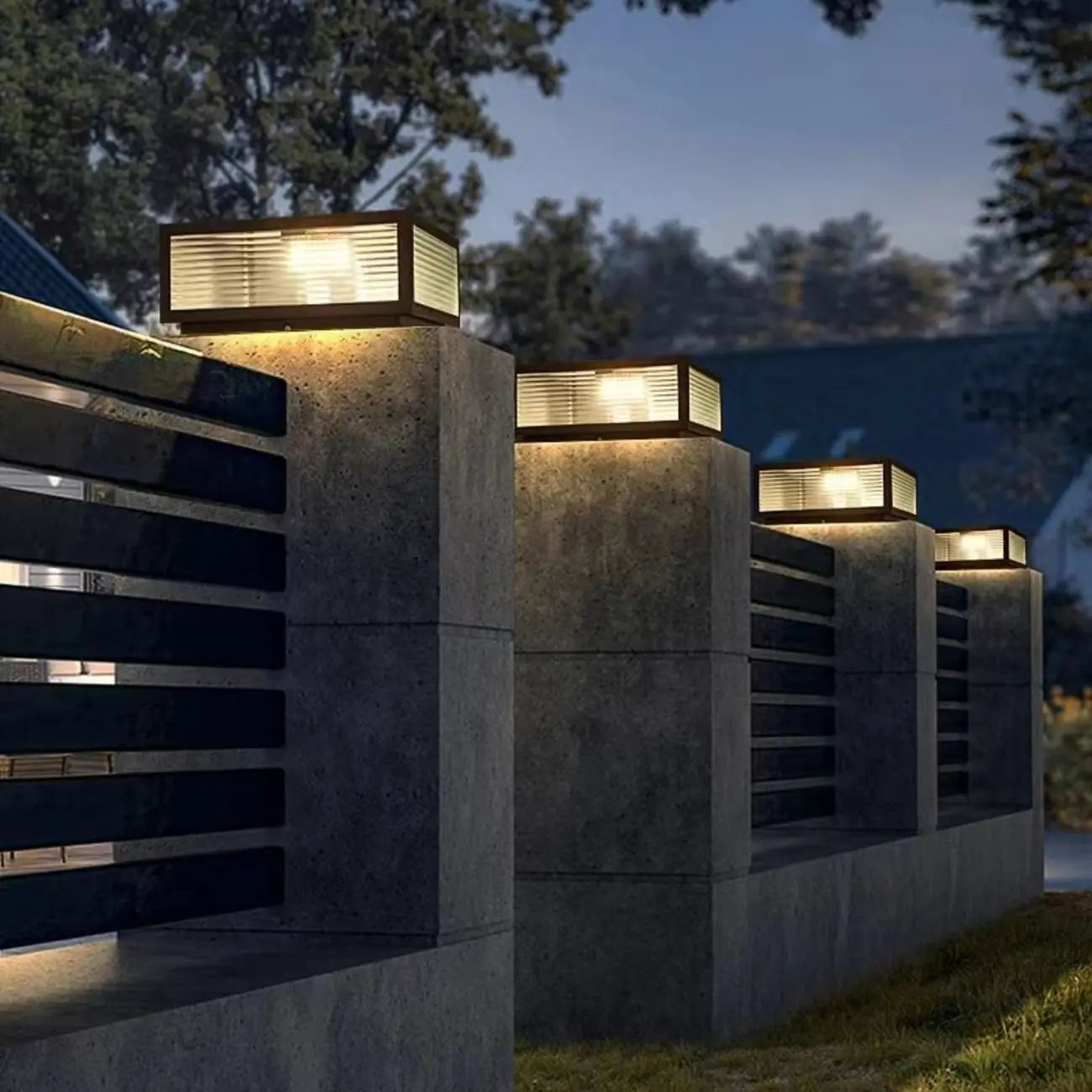 Lampes solaires d'extérieur carrées, modernes et simples, noires