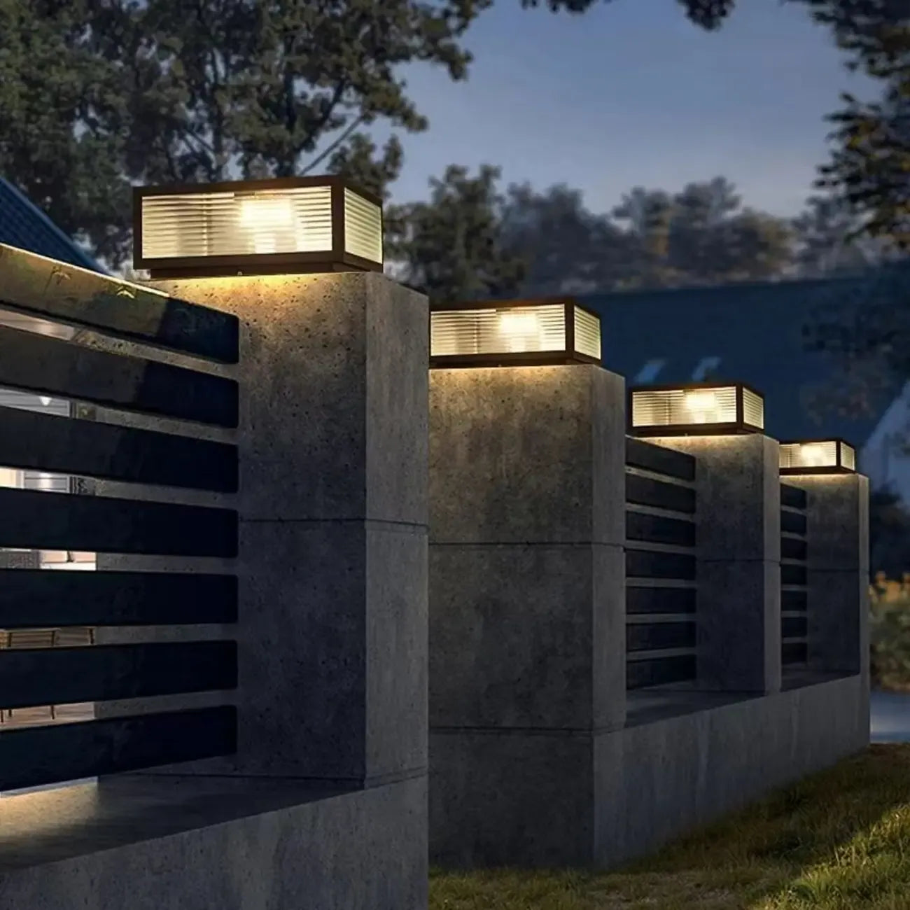 Lampes solaires d'extérieur carrées, modernes et simples, noires
