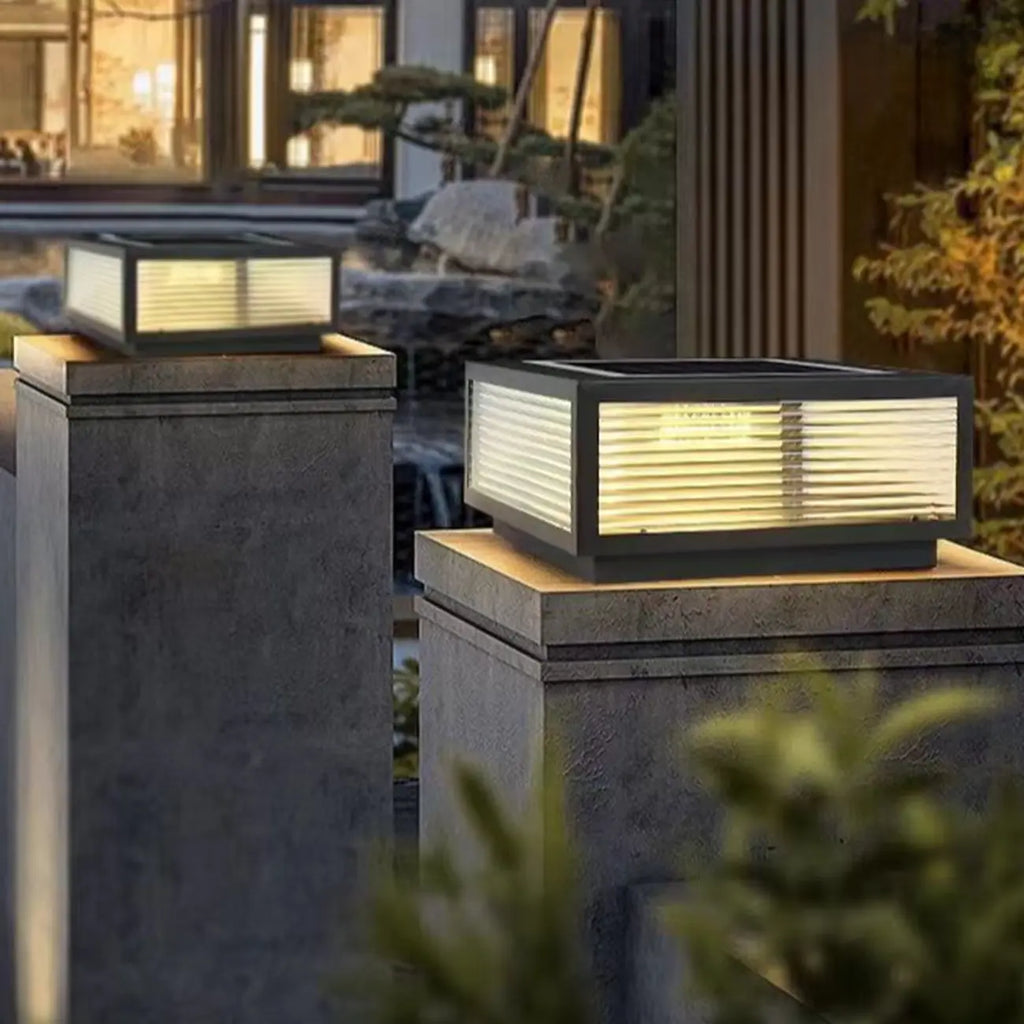 Lampes solaires d'extérieur carrées, modernes et simples, noires