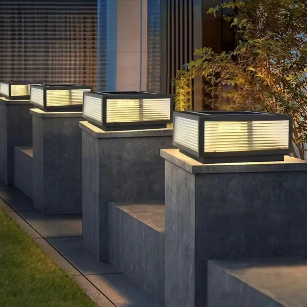 Lampes solaires d'extérieur carrées, modernes et simples, noires
