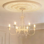 Lustre candélabre en métal blanc cristal et couronne