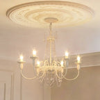 Lustre candélabre en métal blanc cristal et couronne