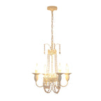 Lustre candélabre en métal blanc cristal et couronne