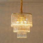 Lustre rond moderne en cristal doré à suspension descendante