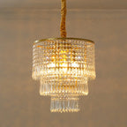 Lustre rond moderne en cristal doré à suspension descendante