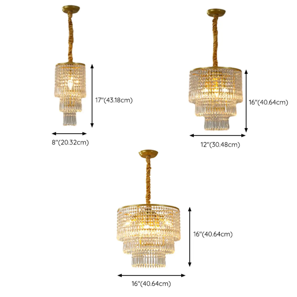 Lustre rond moderne en cristal doré à suspension descendante