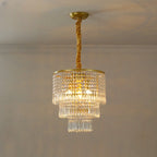 Lustre rond moderne en cristal doré à suspension descendante