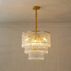 Lustre rond moderne en cristal doré à suspension descendante